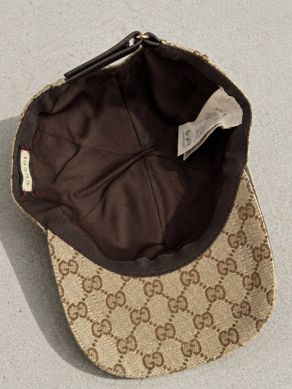 Gucci Original GG Canvas Baseball Hat With Web - Beige - Size M - Picture 2 of 2